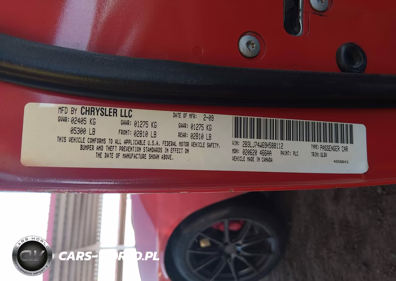 2009 Dodge Challenger Srt8 VIN:2B3LJ74W69H588112 - 9