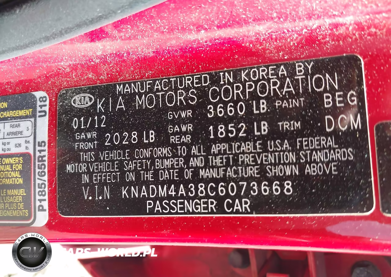 2012 Kia Rio Lx VIN:KNADM4A38C6073668 - 9