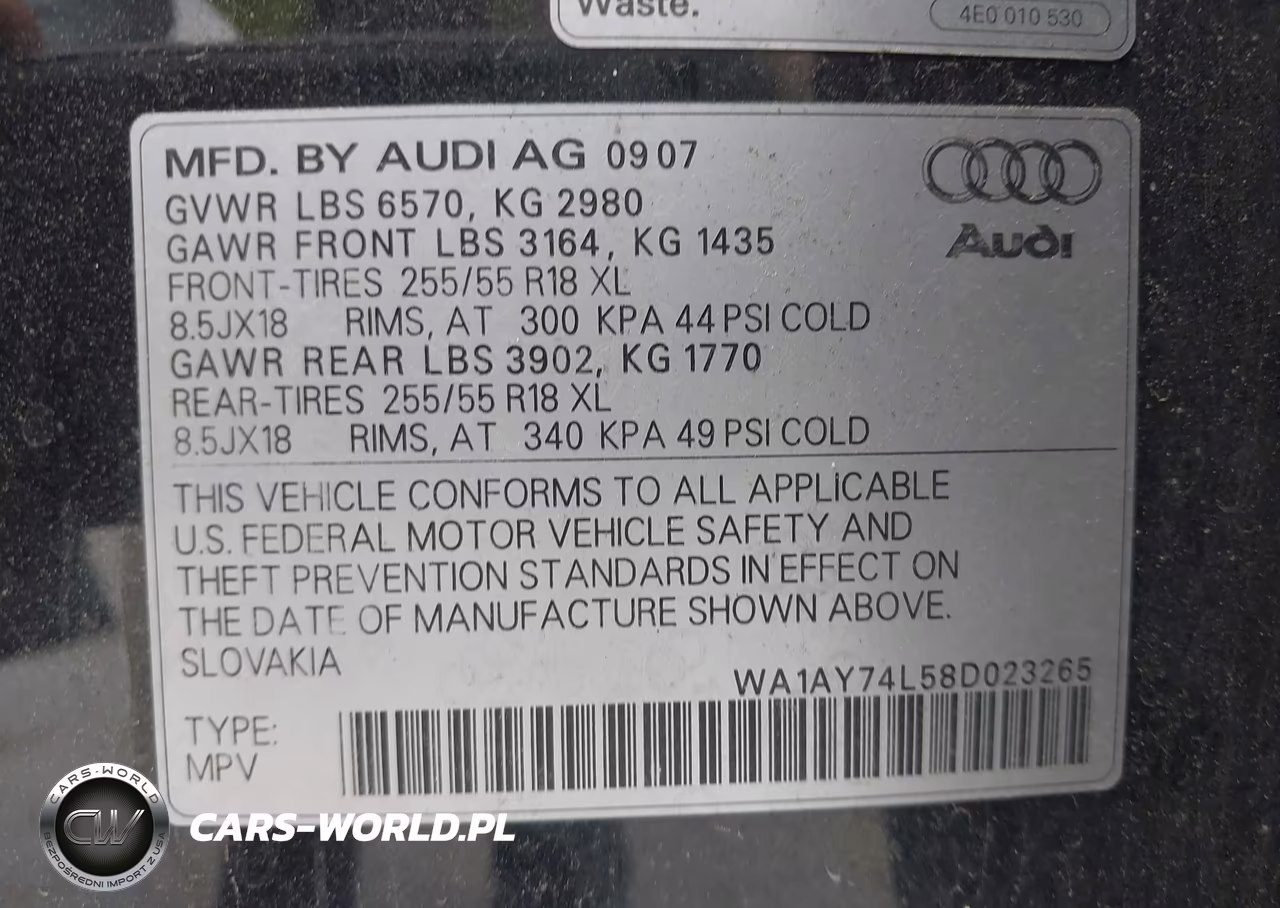 2008 Audi Q7 3.6 VIN:WA1AY74L58D023265 - 9