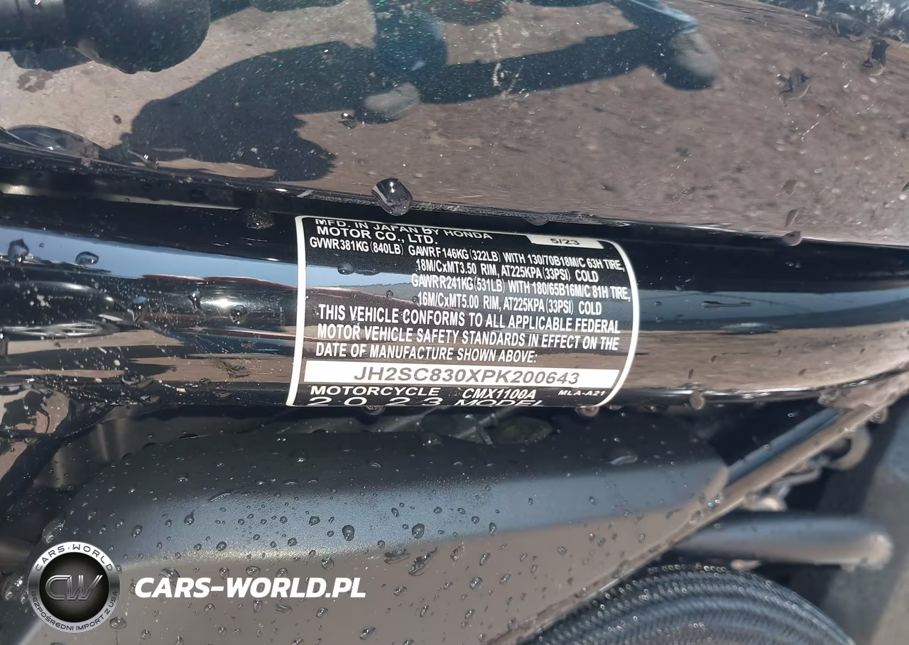 2023 Honda Cmx1100 A VIN:JH2SC830XPK200643 - 10