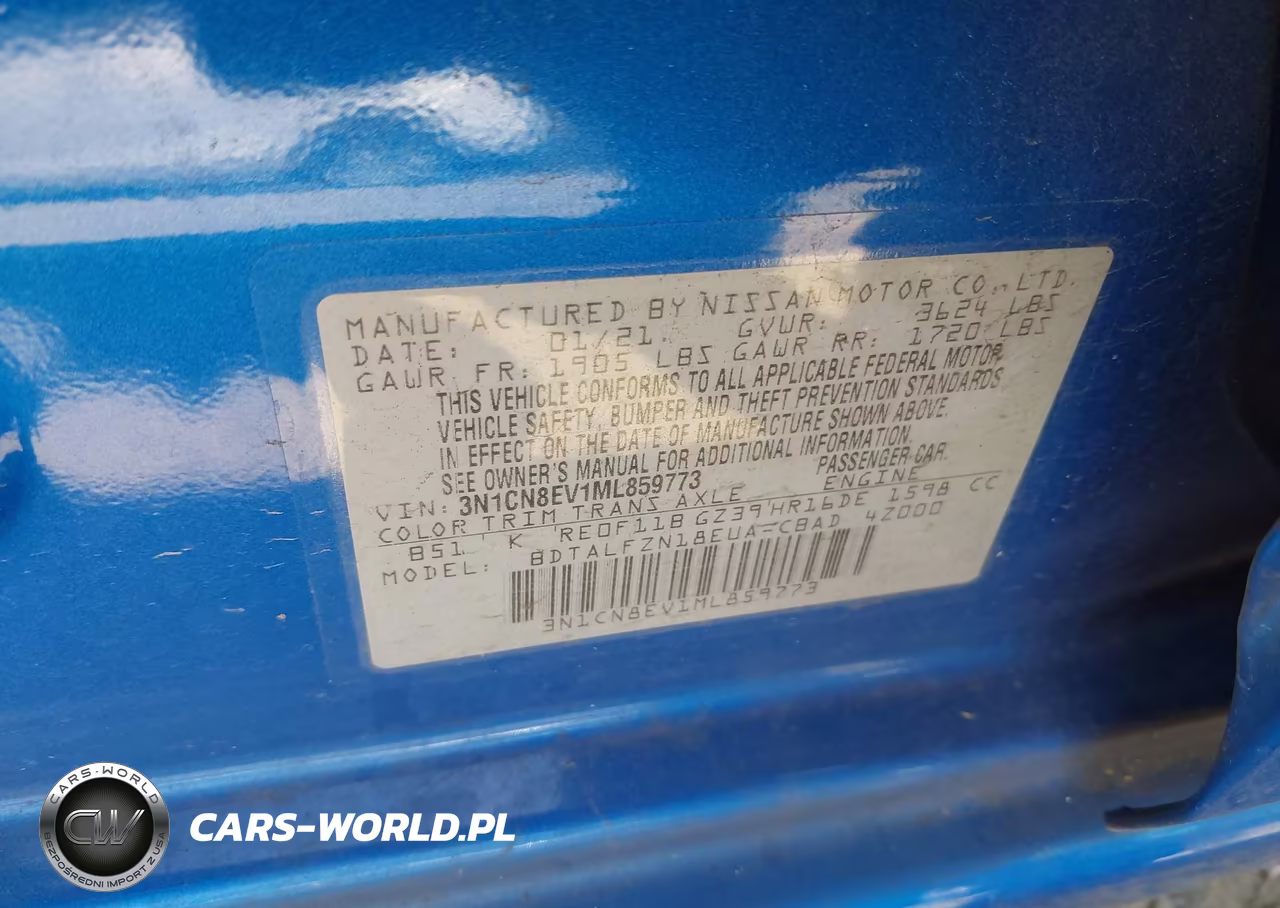 2021 Nissan Versa Sv Xtronic Cvt VIN:3N1CN8EV1ML859773 - 9