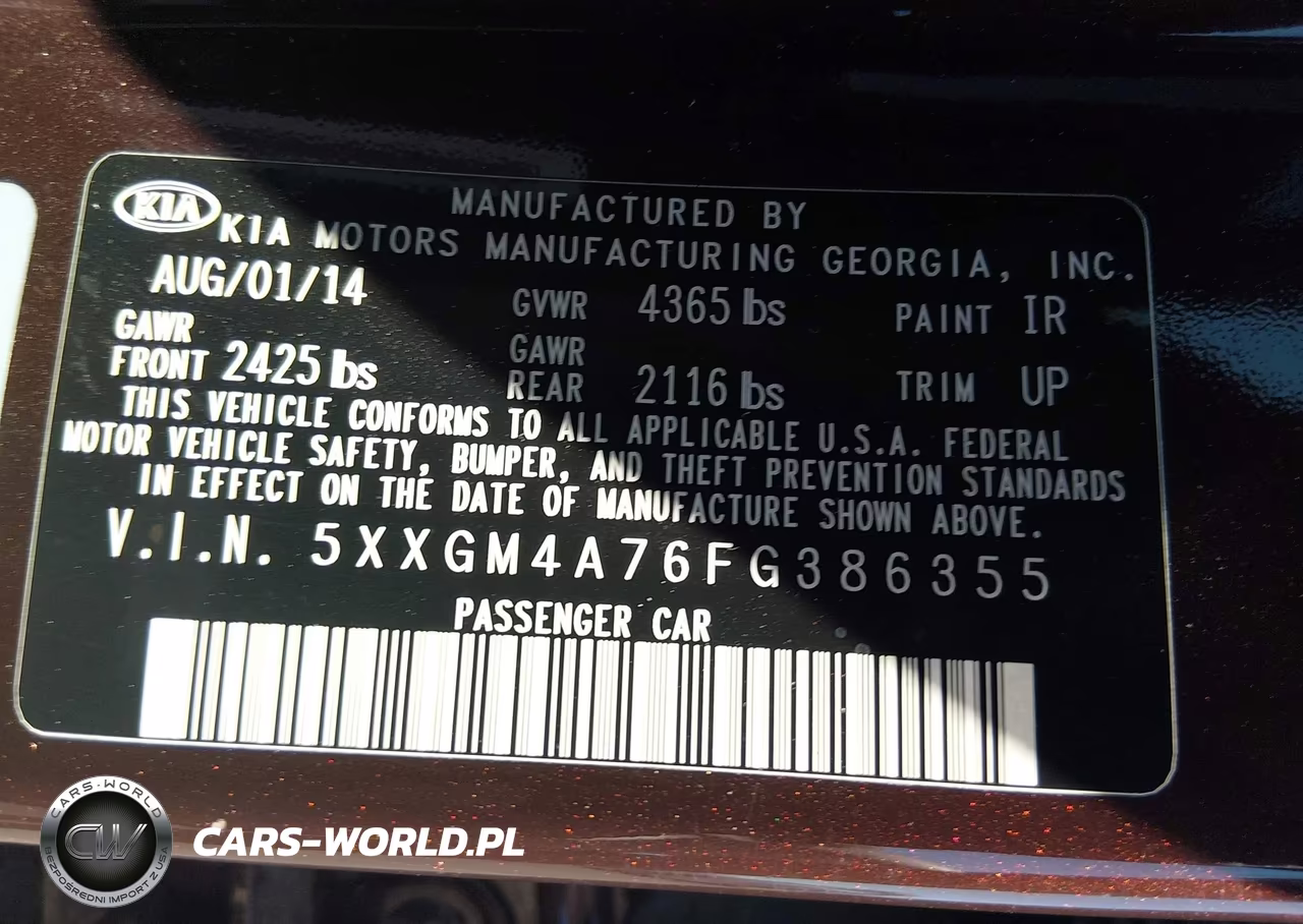 2015 Kia Optima Lx VIN:5XXGM4A76FG386355 - 9