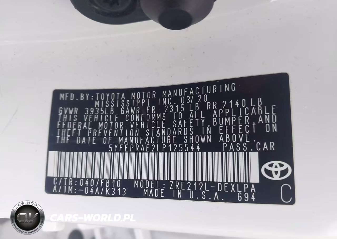 2020 Toyota Corolla Le VIN:5YFEPRAE2LP125544 - 9