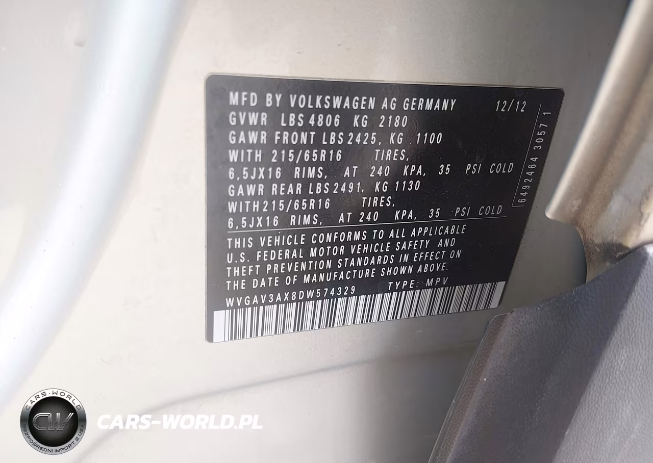 2013 Volkswagen Tiguan S VIN:WVGAV3AX8DW574329 - 9