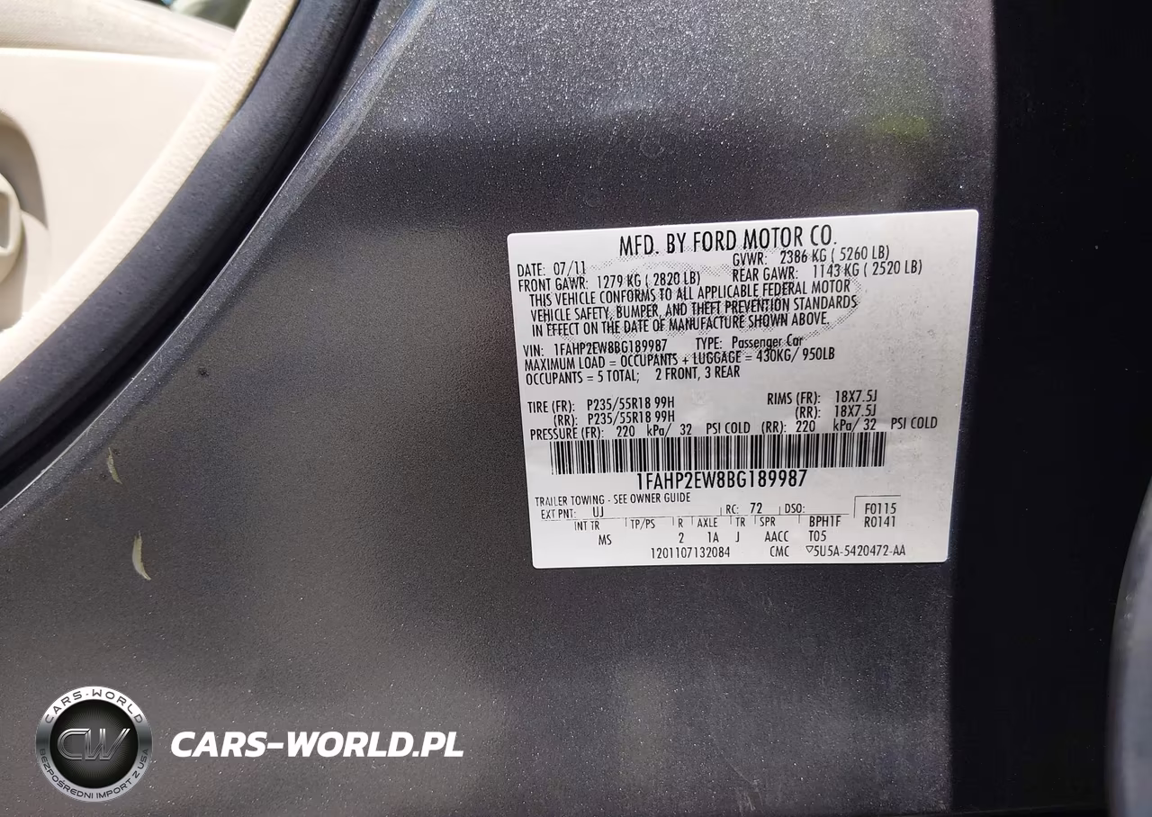 2011 Ford Taurus Sel VIN:1FAHP2EW8BG189987 - 9