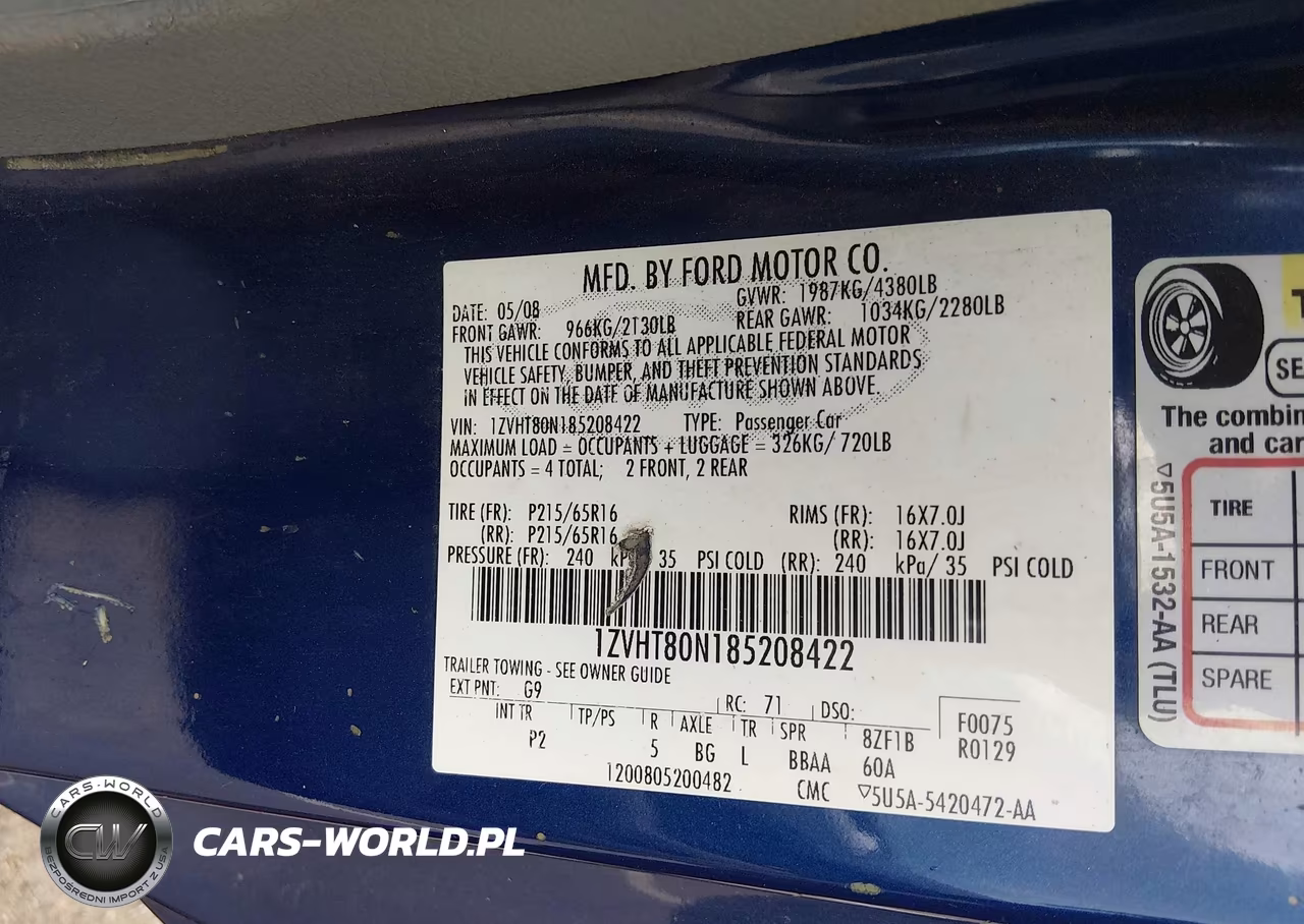 2008 Ford Mustang V6 Deluxe-V6 Premium VIN:1ZVHT80N185208422 - 9
