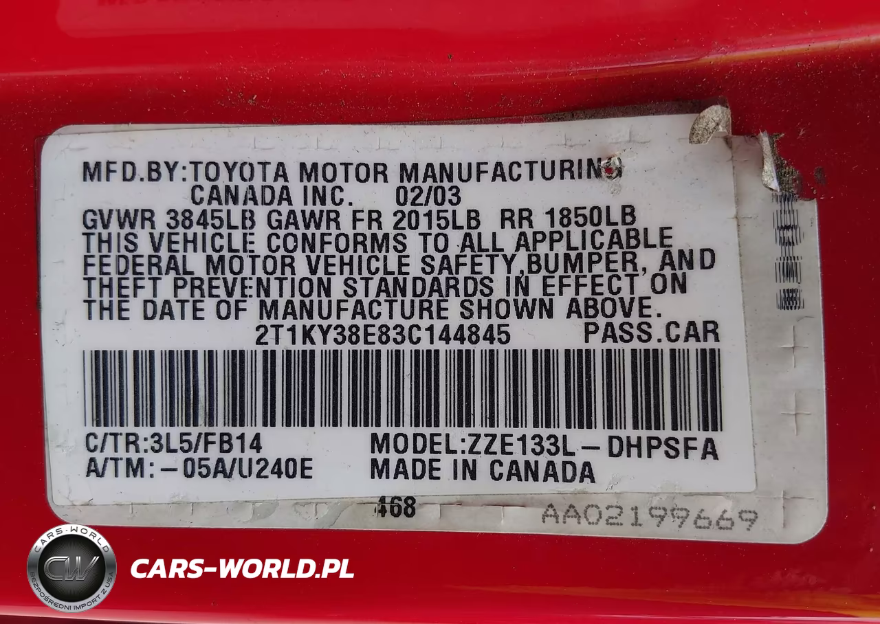 2003 Toyota Matrix Xrs VIN:2T1KY38E83C144845 - 9