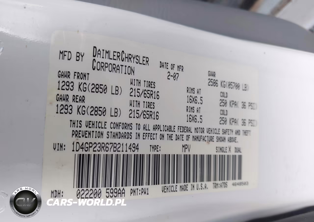 2007 Dodge Grand Caravan Cv VIN:1D4GP23R67B211494 - 9