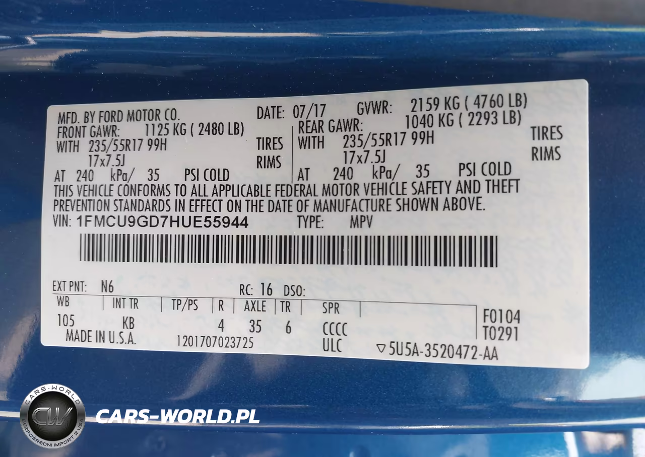 2017 Ford Escape Se VIN:1FMCU9GD7HUE55944 - 9