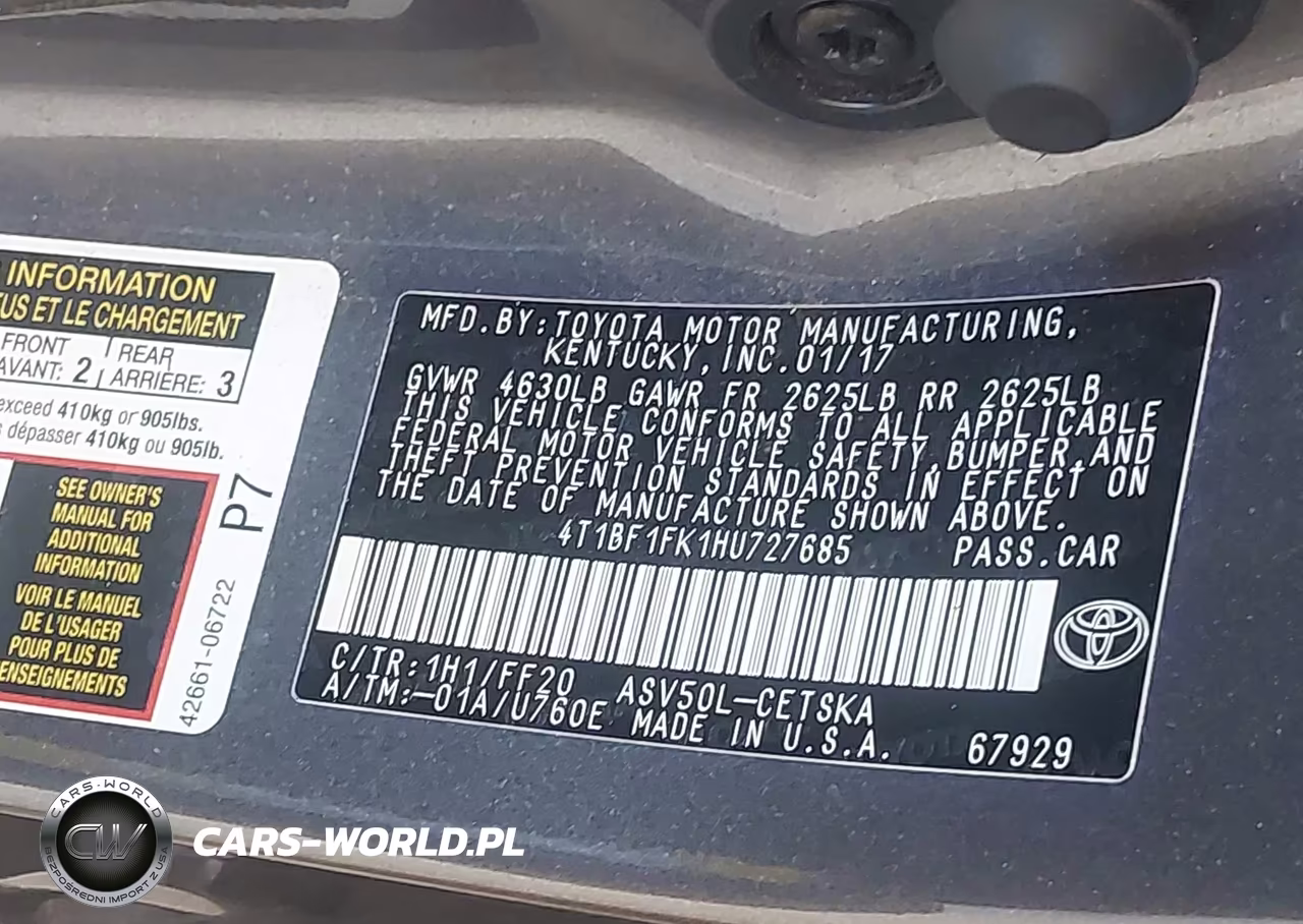 2017 Toyota Camry Se VIN:4T1BF1FK1HU727685 - 9