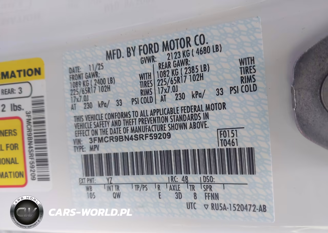 2025 Ford Bronco Sport Big Bend VIN:3FMCR9BN4SRF59209 - 9
