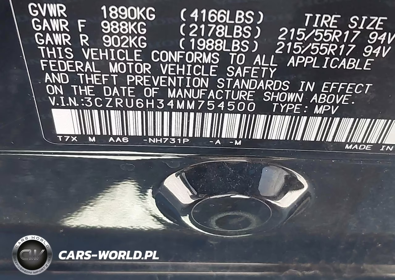 2021 Honda Hr-V Awd Lx VIN:3CZRU6H34MM754500 - 9