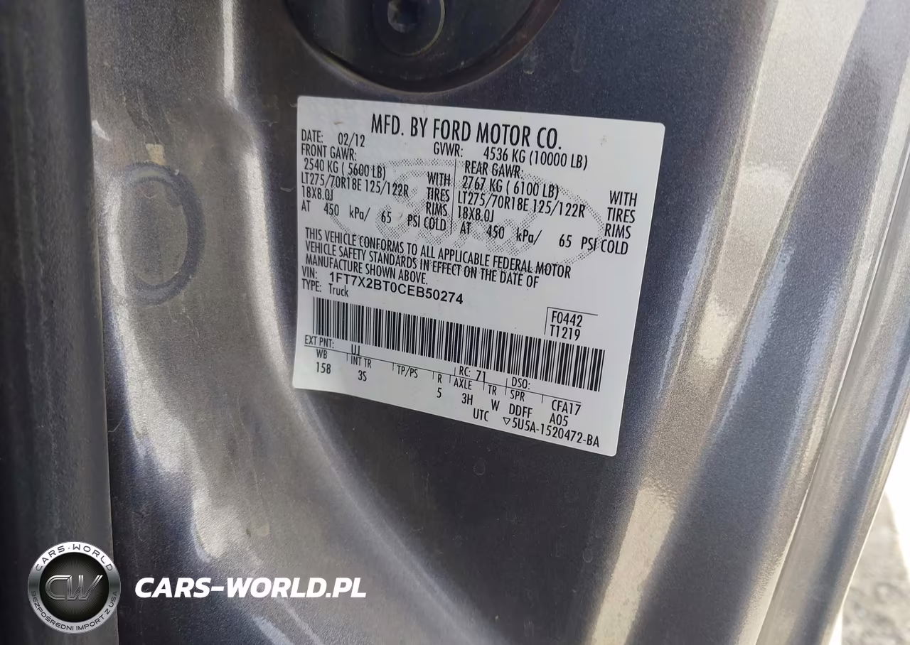2012 Ford Super Duty F-250 Srw Xlt VIN:1FT7X2BT0CEB50274 - 9
