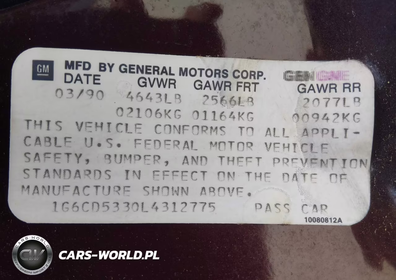1990 Cadillac Deville VIN:1G6CD5330L4312775 - 9