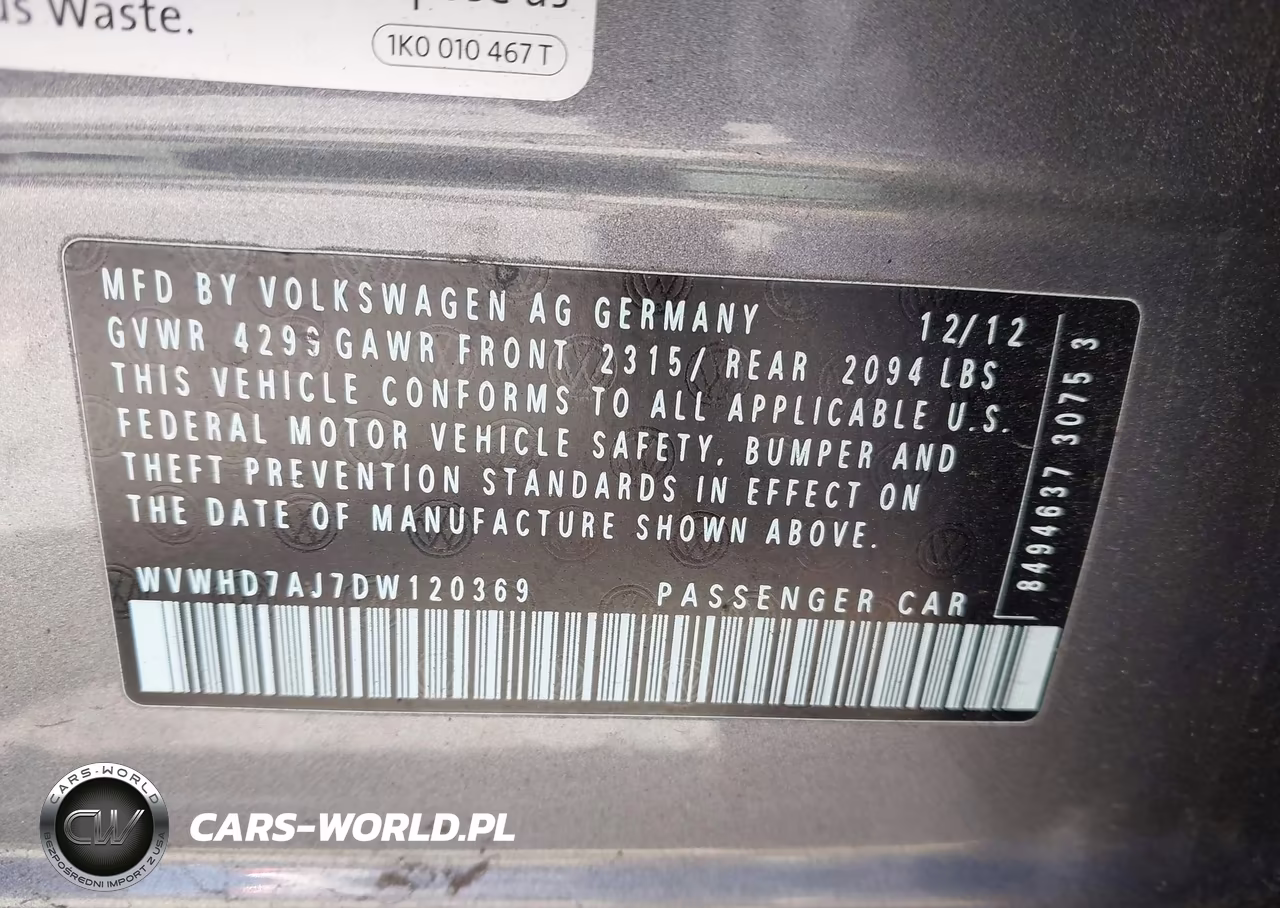 2013 Volkswagen Gti 4-Door VIN:WVWHD7AJ7DW120369 - 9