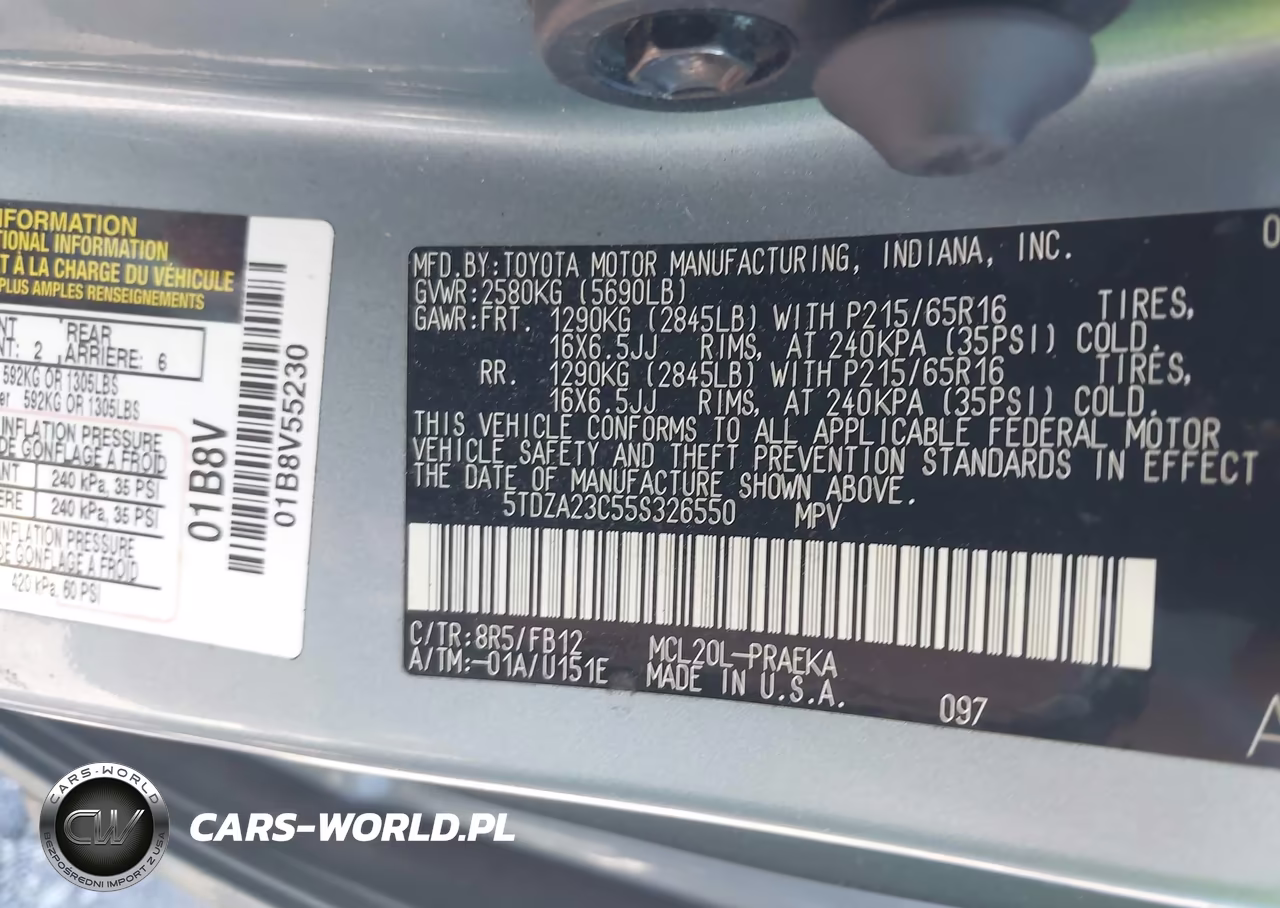2005 Toyota Sienna Le VIN:5TDZA23C55S326550 - 9