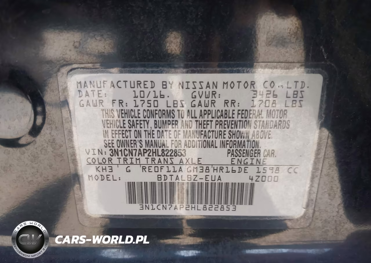 2017 Nissan Versa 1.6 Sv VIN:3N1CN7AP2HL822853 - 9