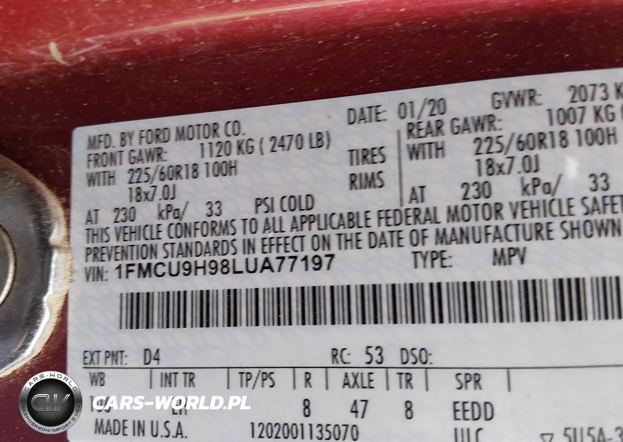 2020 Ford Escape Sel VIN:1FMCU9H98LUA77197 - 9