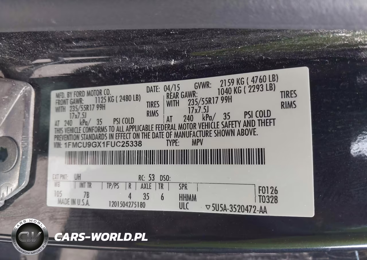 2015 Ford Escape Se VIN:1FMCU9GX1FUC25338 - 9