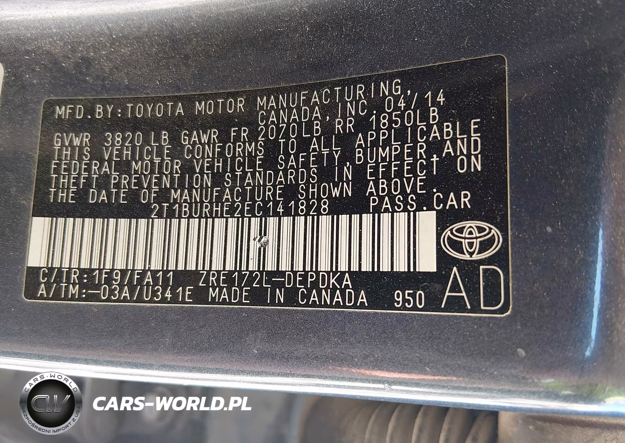 2014 Toyota Corolla L VIN:2T1BURHE2EC141828 - 9