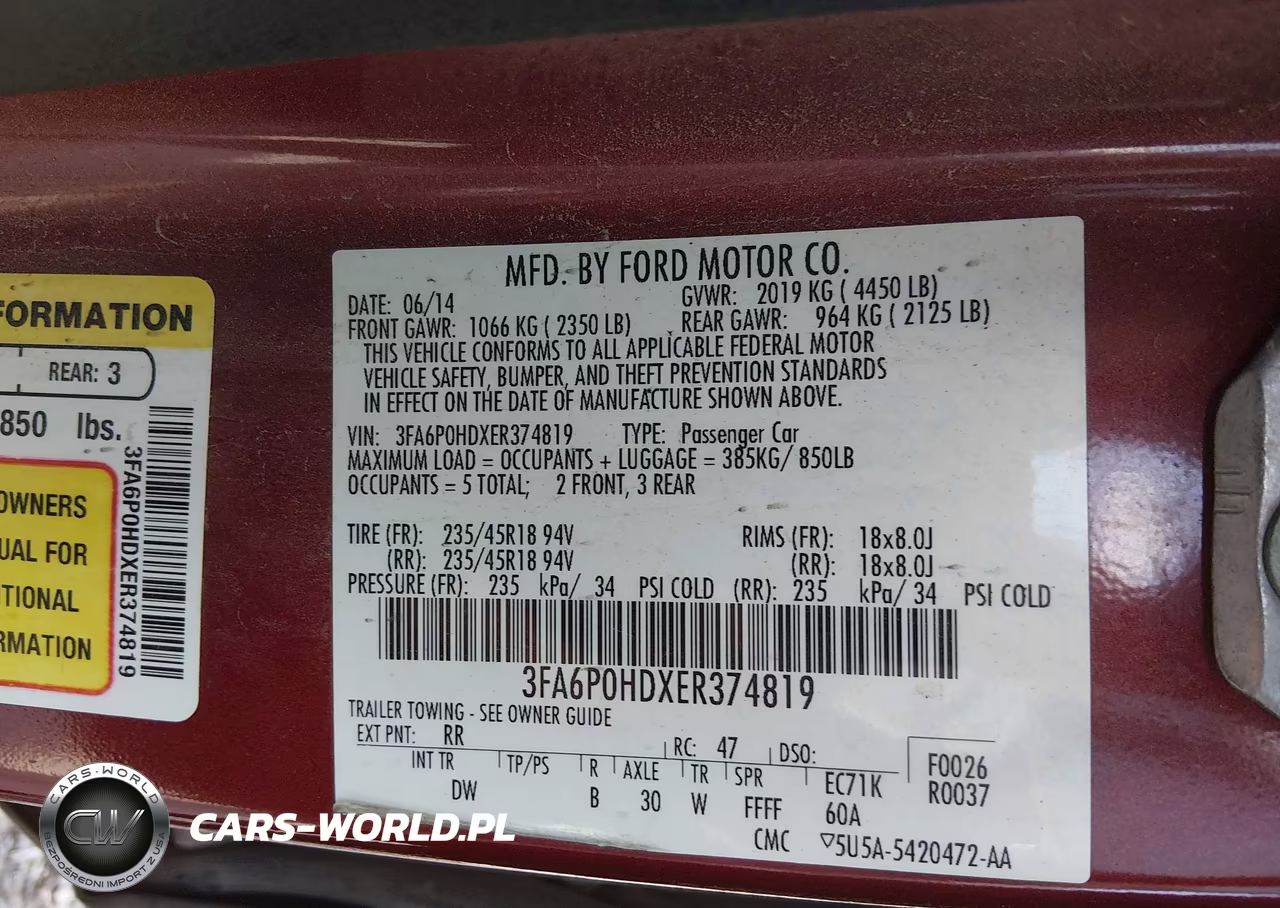 2014 Ford Fusion Se VIN:3FA6P0HDXER374819 - 9