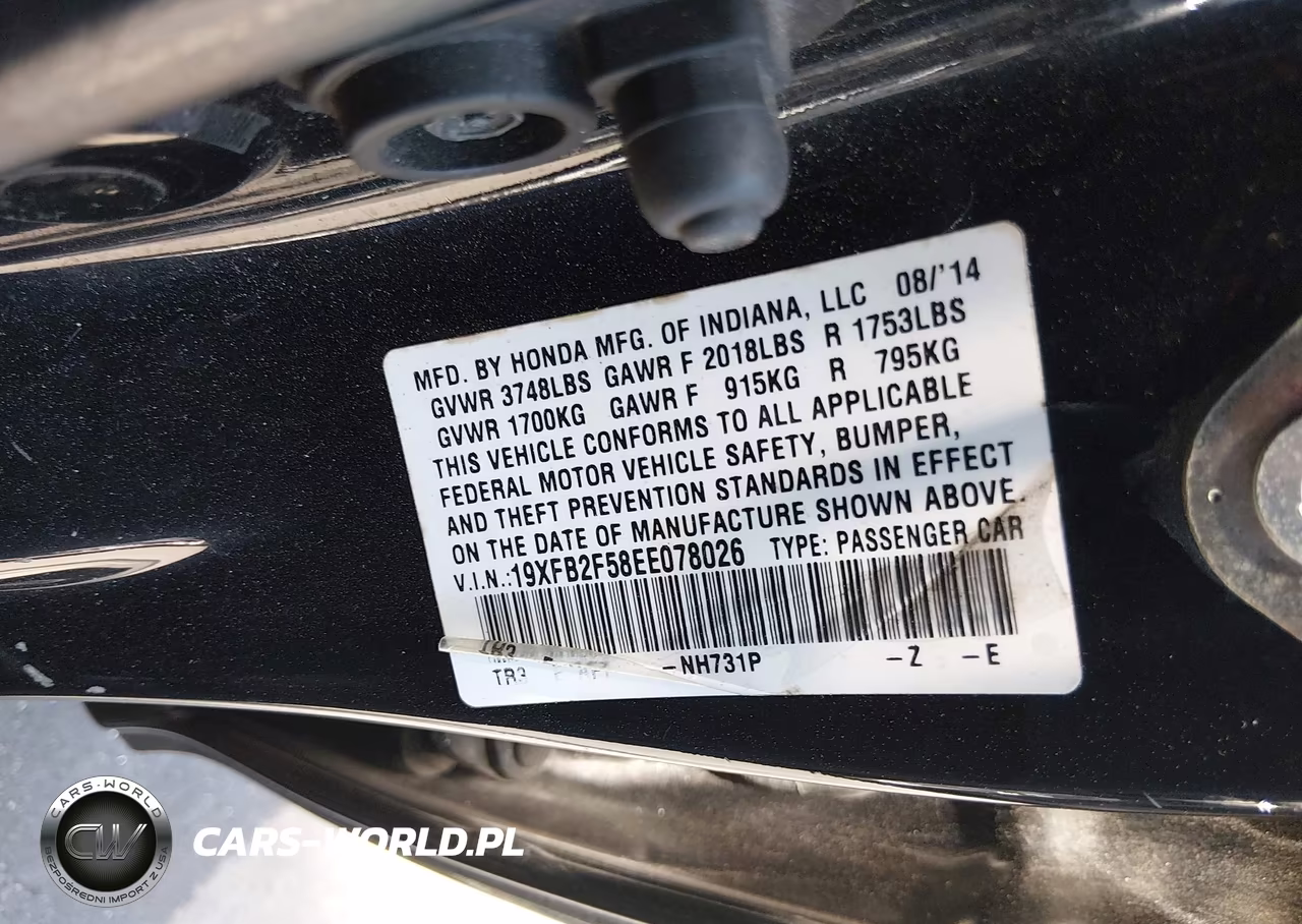 2014 Honda Civic Lx VIN:19XFB2F58EE078026 - 9
