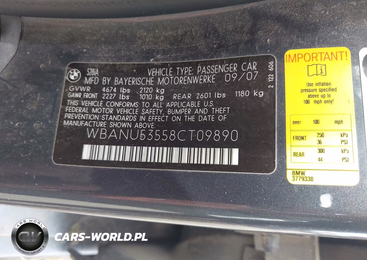 2008 BMW 528I VIN:WBANU53558CT09890 - 9