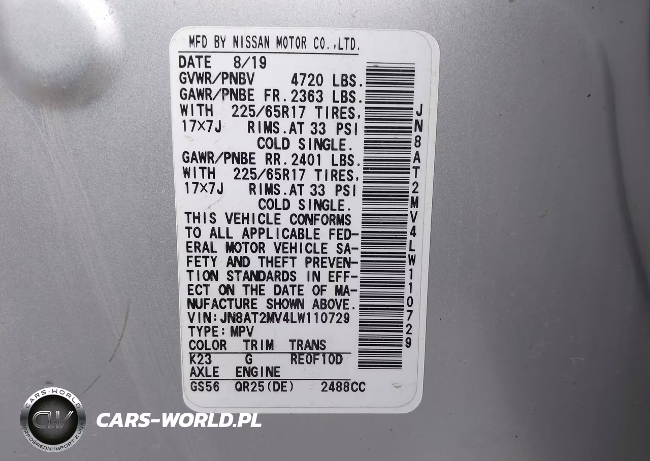 2020 Nissan Rogue Sv Intelligent Awd VIN:JN8AT2MV4LW110729 - 9