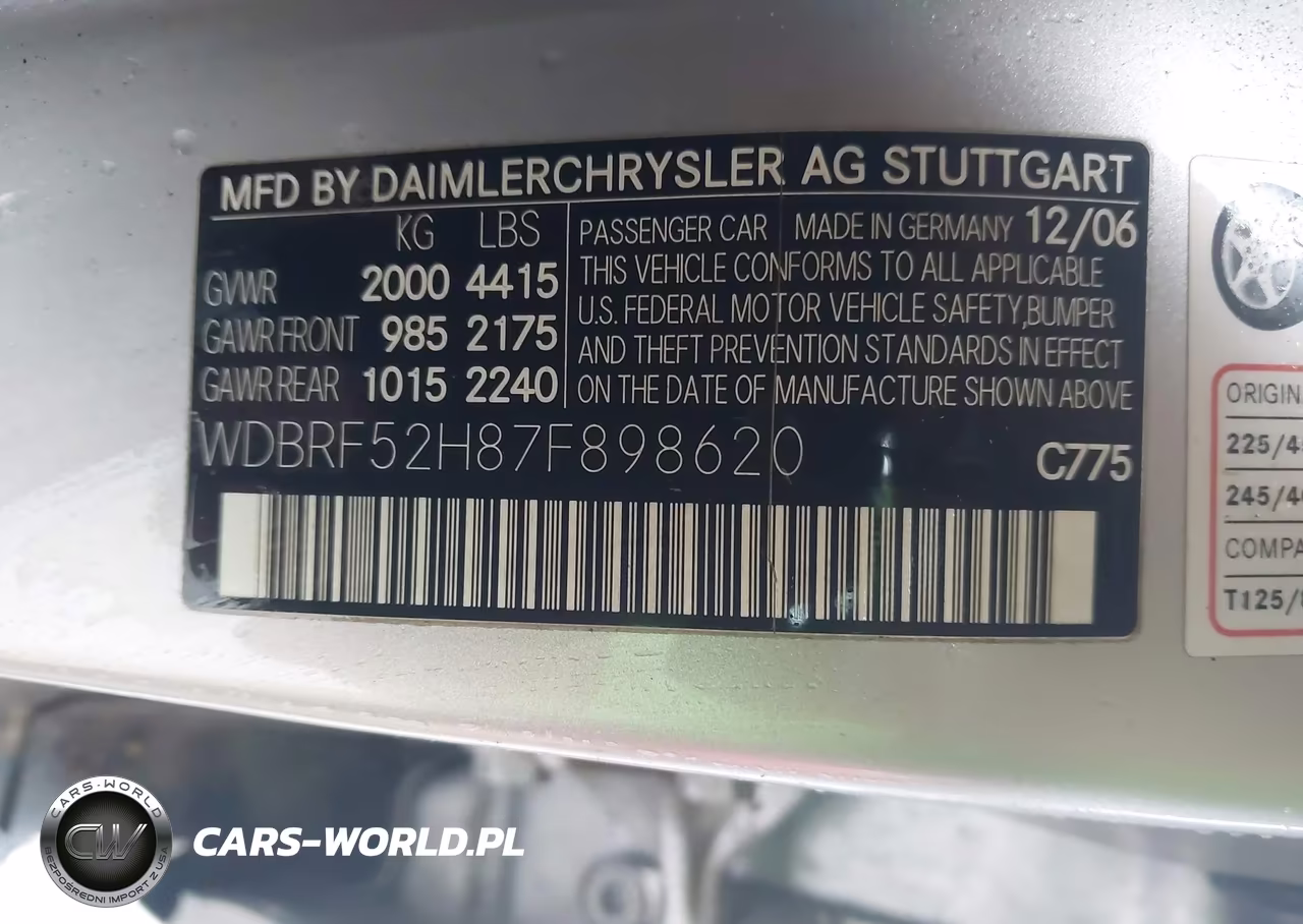 2007 Mercedes-Benz C 230 Sport VIN:WDBRF52H87F898620 - 9