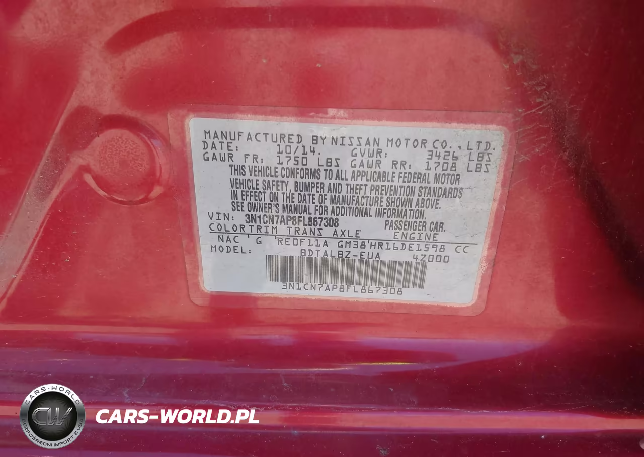 2015 Nissan Versa 1.6 Sv VIN:3N1CN7AP8FL867308 - 9