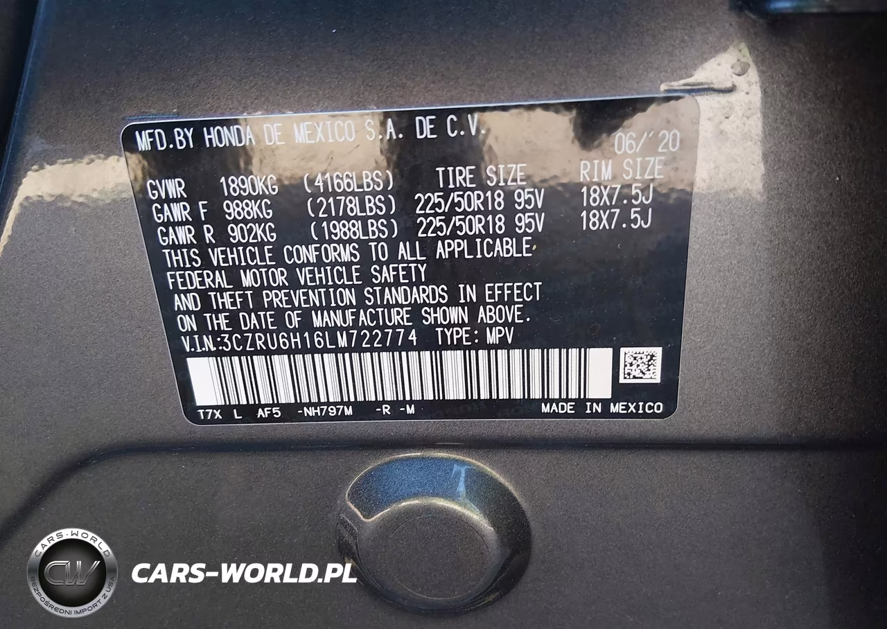 2020 Honda Hr-V Awd Sport VIN:3CZRU6H16LM722774 - 9