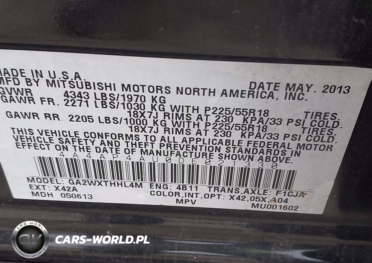 2013 Mitsubishi Outlander Sport Se VIN:4A4AP4AU0DE021330 - 9