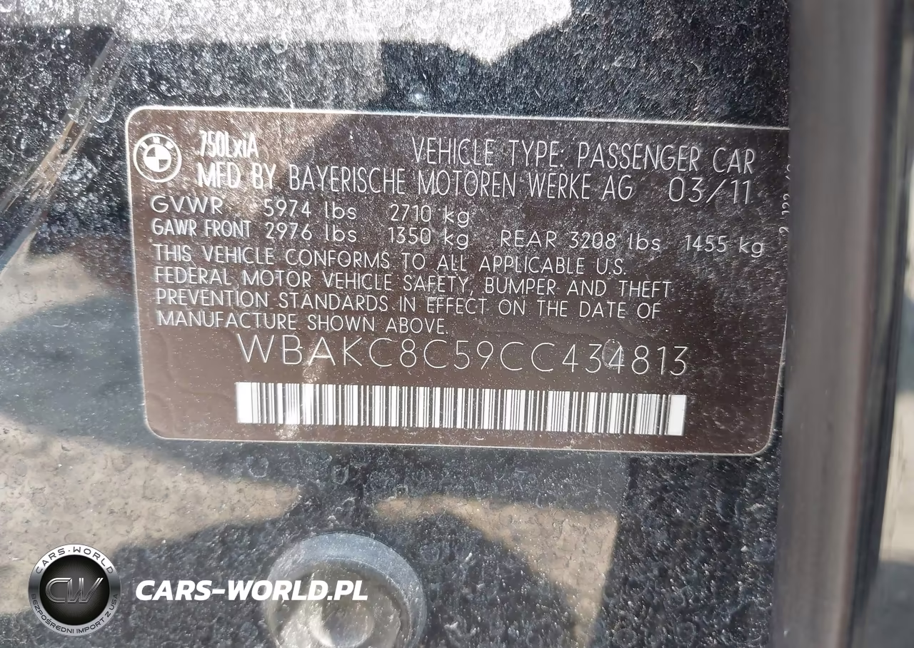 2012 BMW 750 Lxi VIN:WBAKC8C59CC434813 - 9