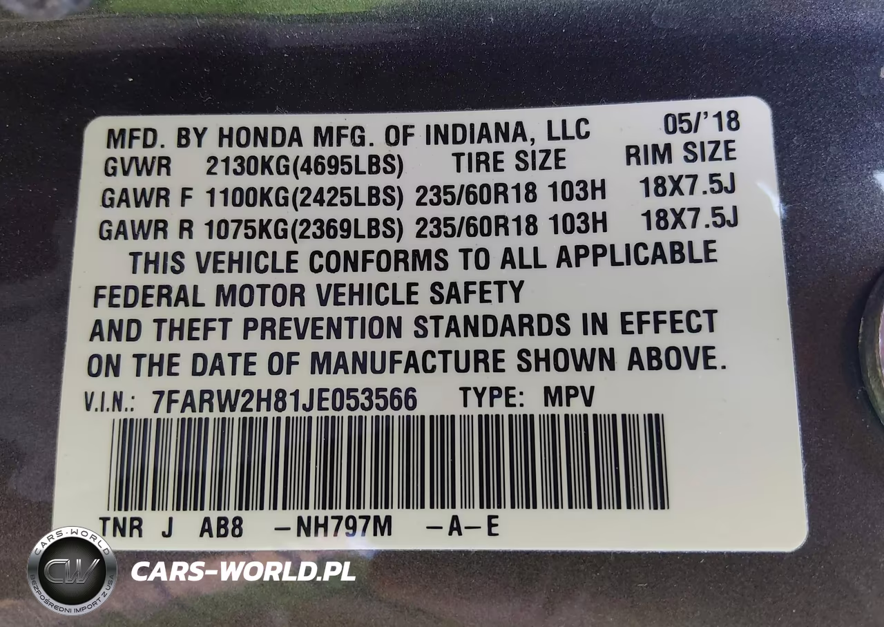 2018 Honda Cr-V Ex-L-Ex-L Navi VIN:7FARW2H81JE053566 - 9