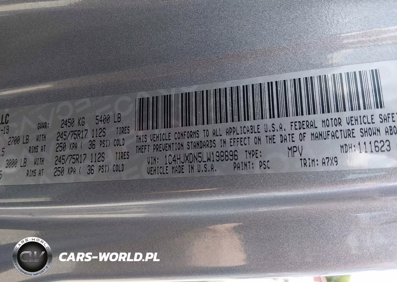 2020 Jeep Wrangler Unlimited Sport S 4X4 VIN:1C4HJXDN5LW198896 - 9