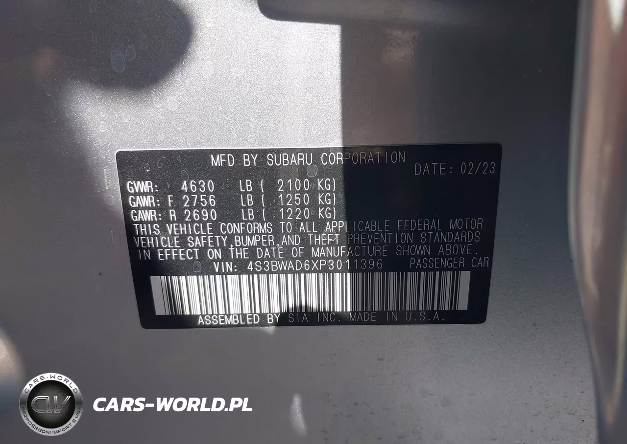 2023 Subaru Legacy Premium VIN:4S3BWAD6XP3011396 - 9