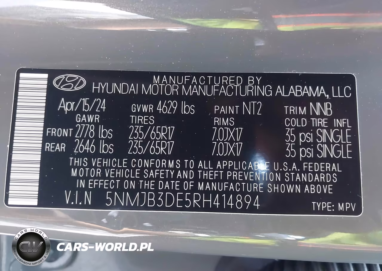 2024 Hyundai Tucson Sel VIN:5NMJB3DE5RH414894 - 9