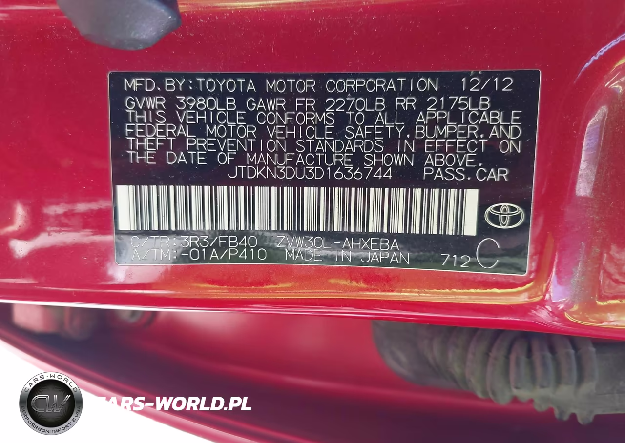 2013 Toyota Prius Two VIN:JTDKN3DU3D1636744 - 9