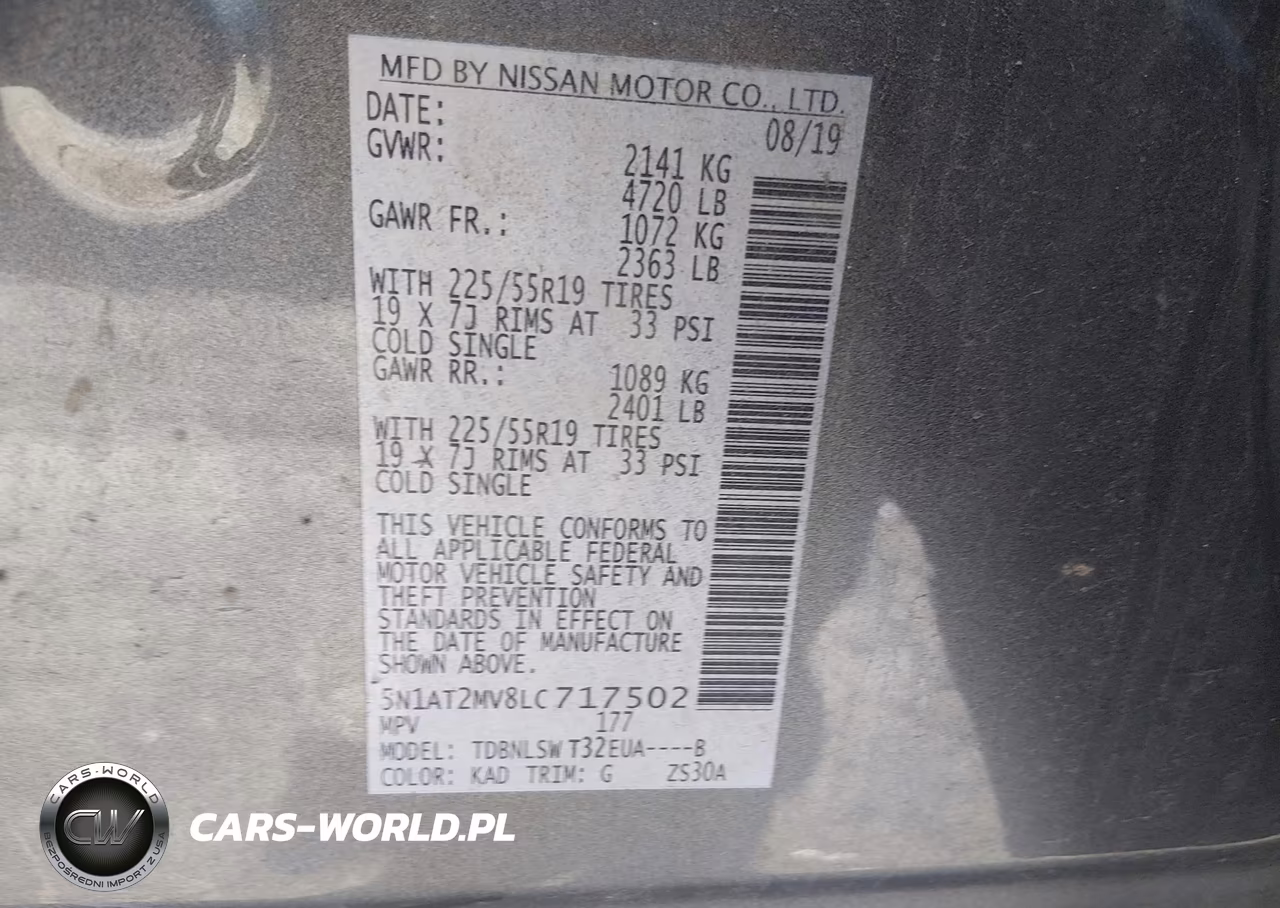 2020 Nissan Rogue Sl Intelligent Awd VIN:5N1AT2MV8LC717502 - 9