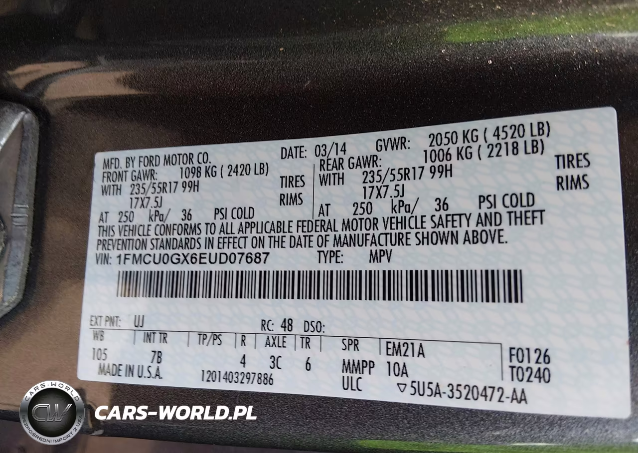 2014 Ford Escape Se VIN:1FMCU0GX6EUD07687 - 9