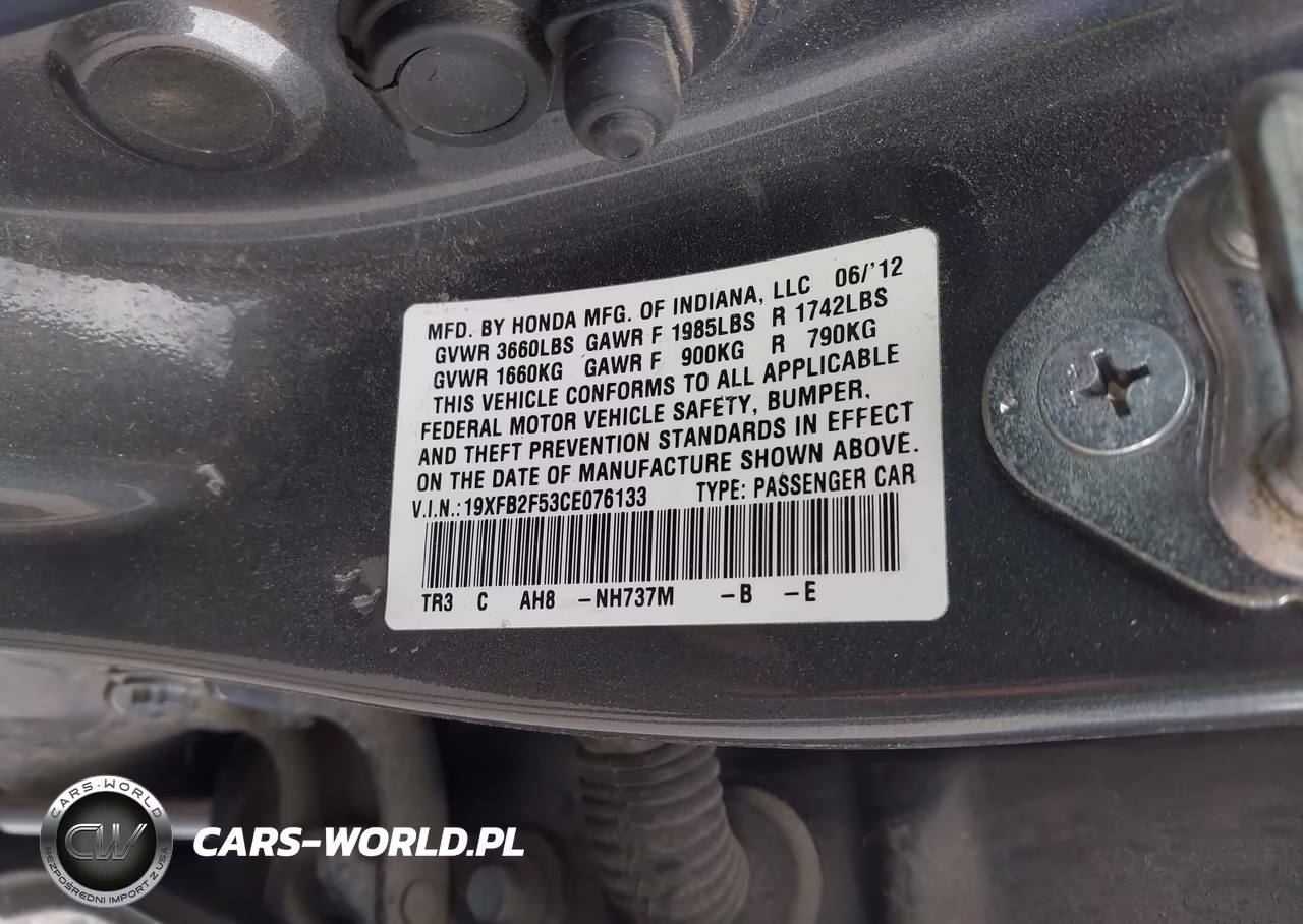 2012 Honda Civic Lx VIN:19XFB2F53CE076133 - 9
