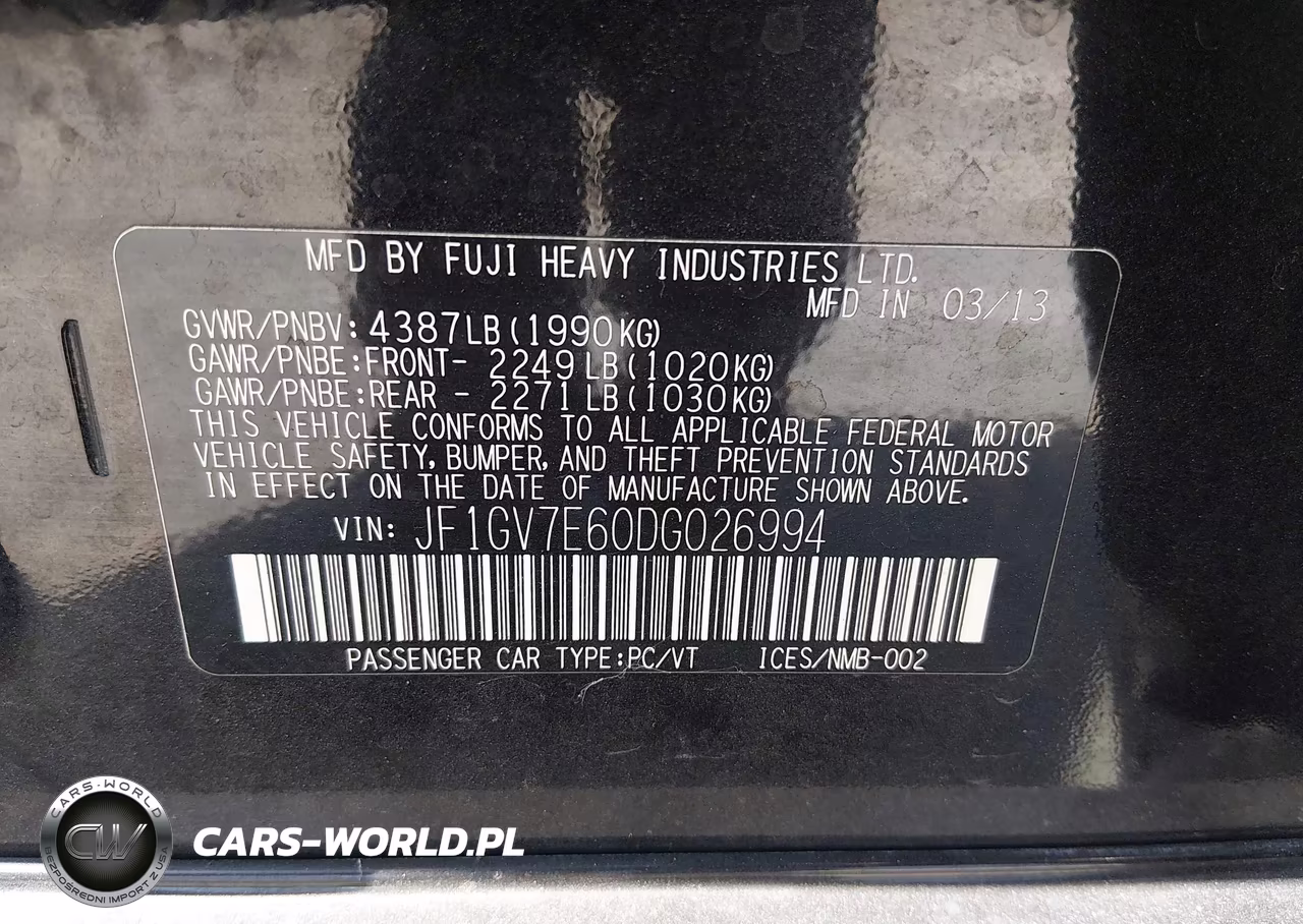 2013 Subaru Impreza Wrx VIN:JF1GV7E60DG026994 - 9