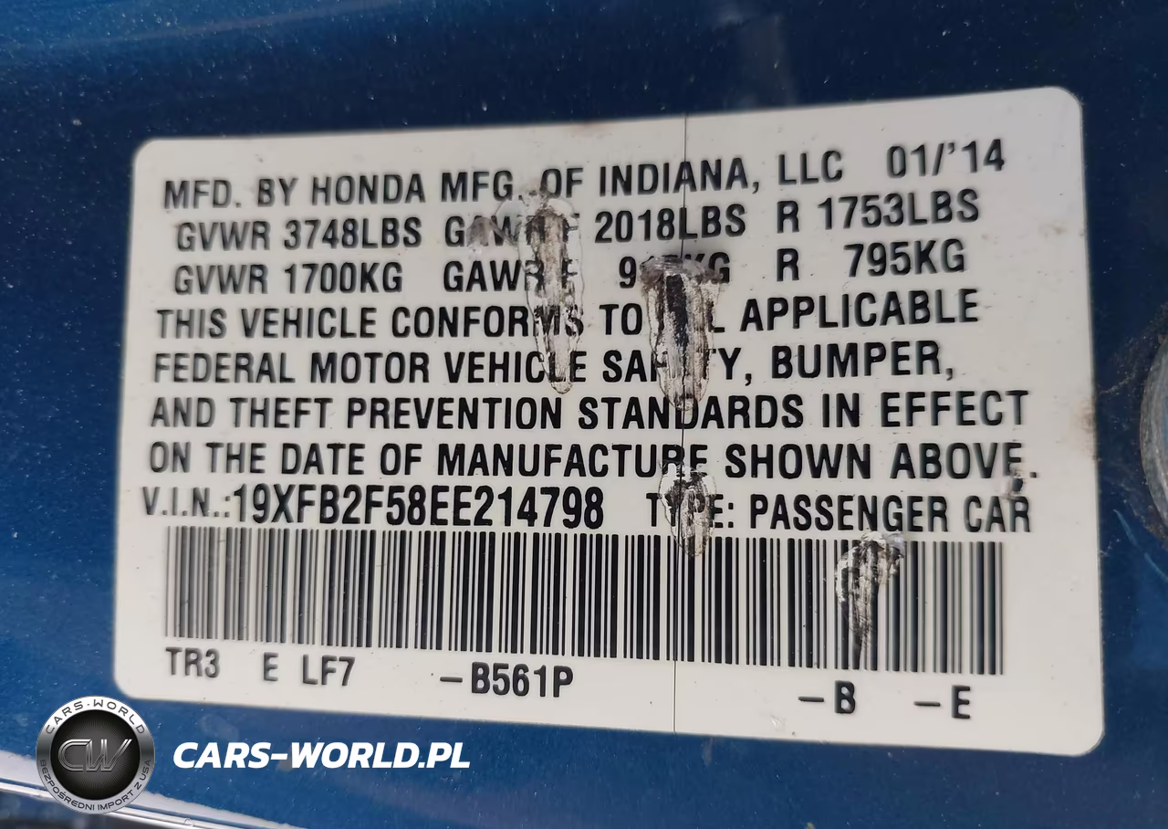 2014 Honda Civic Lx VIN:19XFB2F58EE214798 - 9
