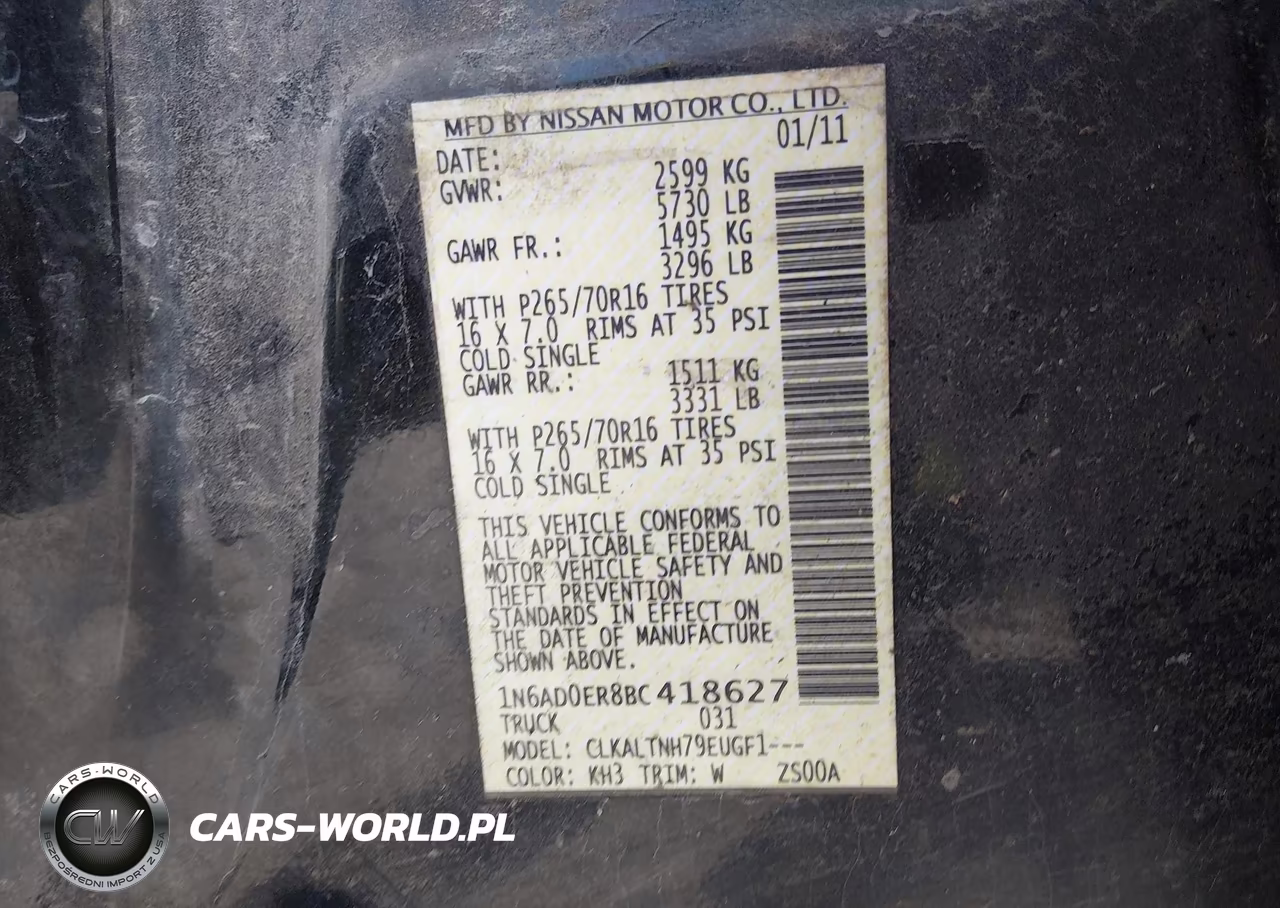2011 Nissan Frontier Sv VIN:1N6AD0ER8BC418627 - 9