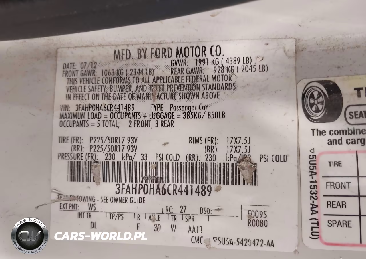 2012 Ford Fusion Se VIN:3FAHP0HA6CR441489 - 9