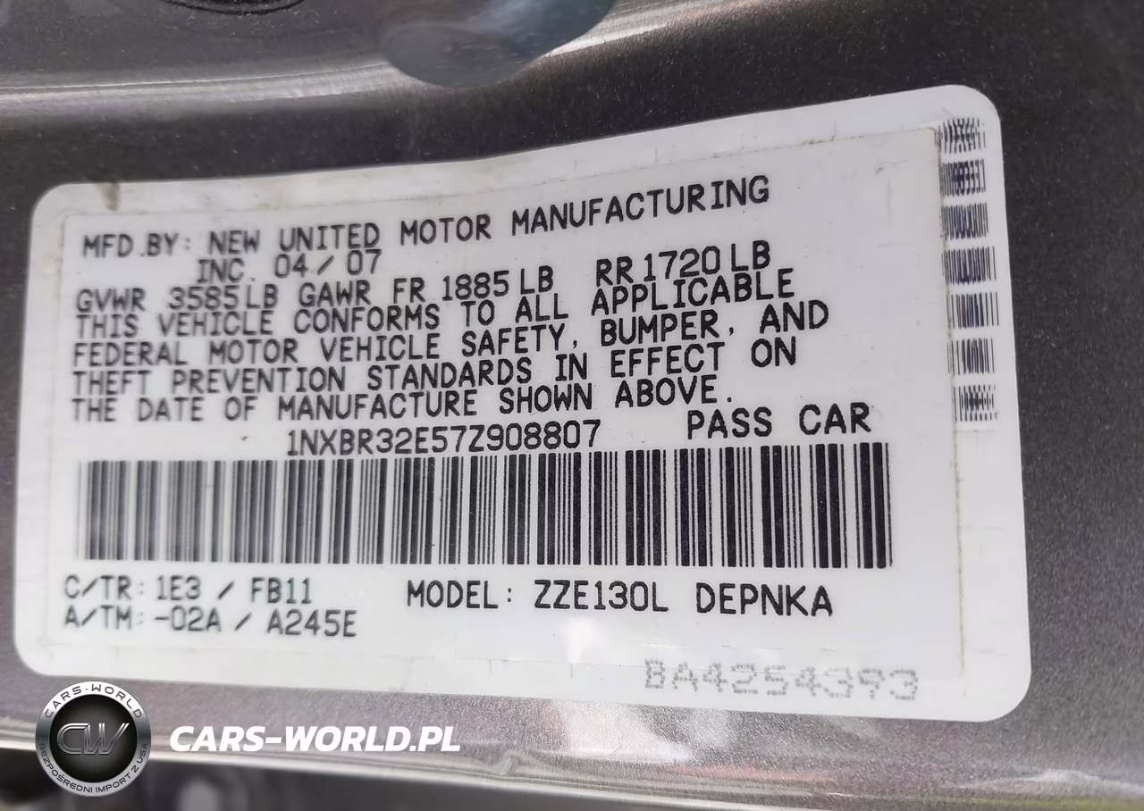 2007 Toyota Corolla Le VIN:1NXBR32E57Z908807 - 9