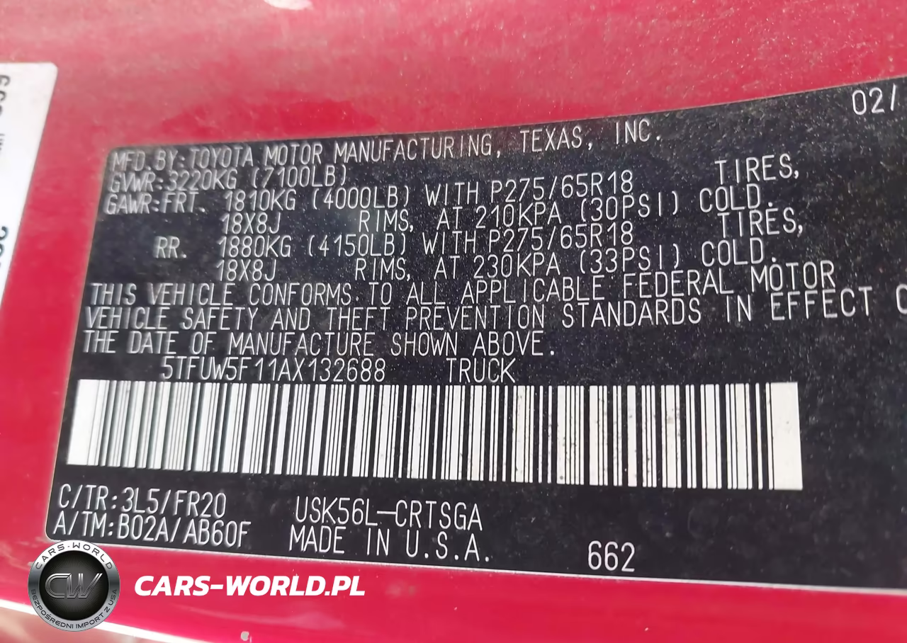 2010 Toyota Tundra Grade 5.7L V8 VIN:5TFUW5F11AX132688 - 9