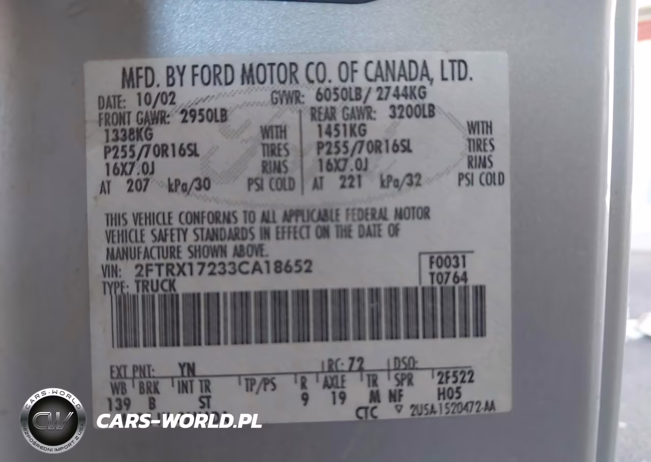 2003 Ford F-150 Xl-Xlt VIN:2FTRX17233CA18652 - 9