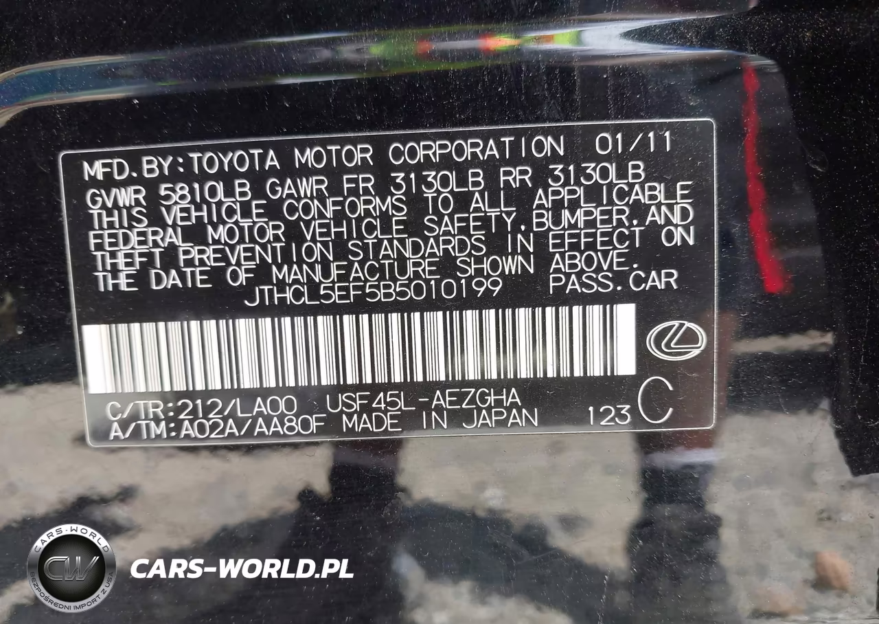 2011 Lexus Ls 460 VIN:JTHCL5EF5B5010199 - 9