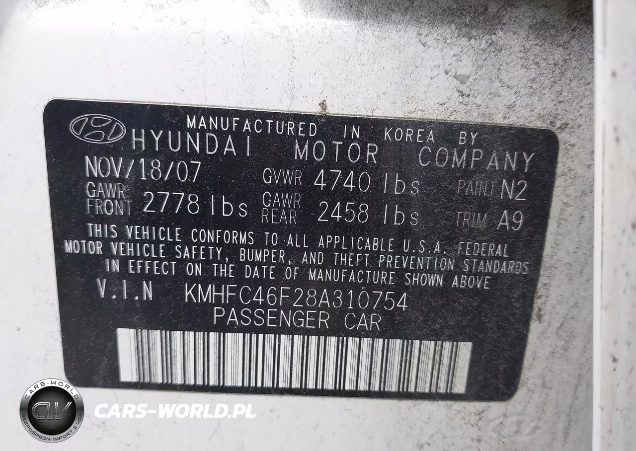 2008 Hyundai Azera Limited VIN:KMHFC46F28A310754 - 9